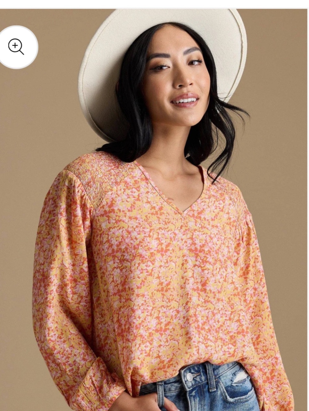 DownEast Floral Blouse Women’s Long Sleeve Boho Cottagecore V neck size Medium
